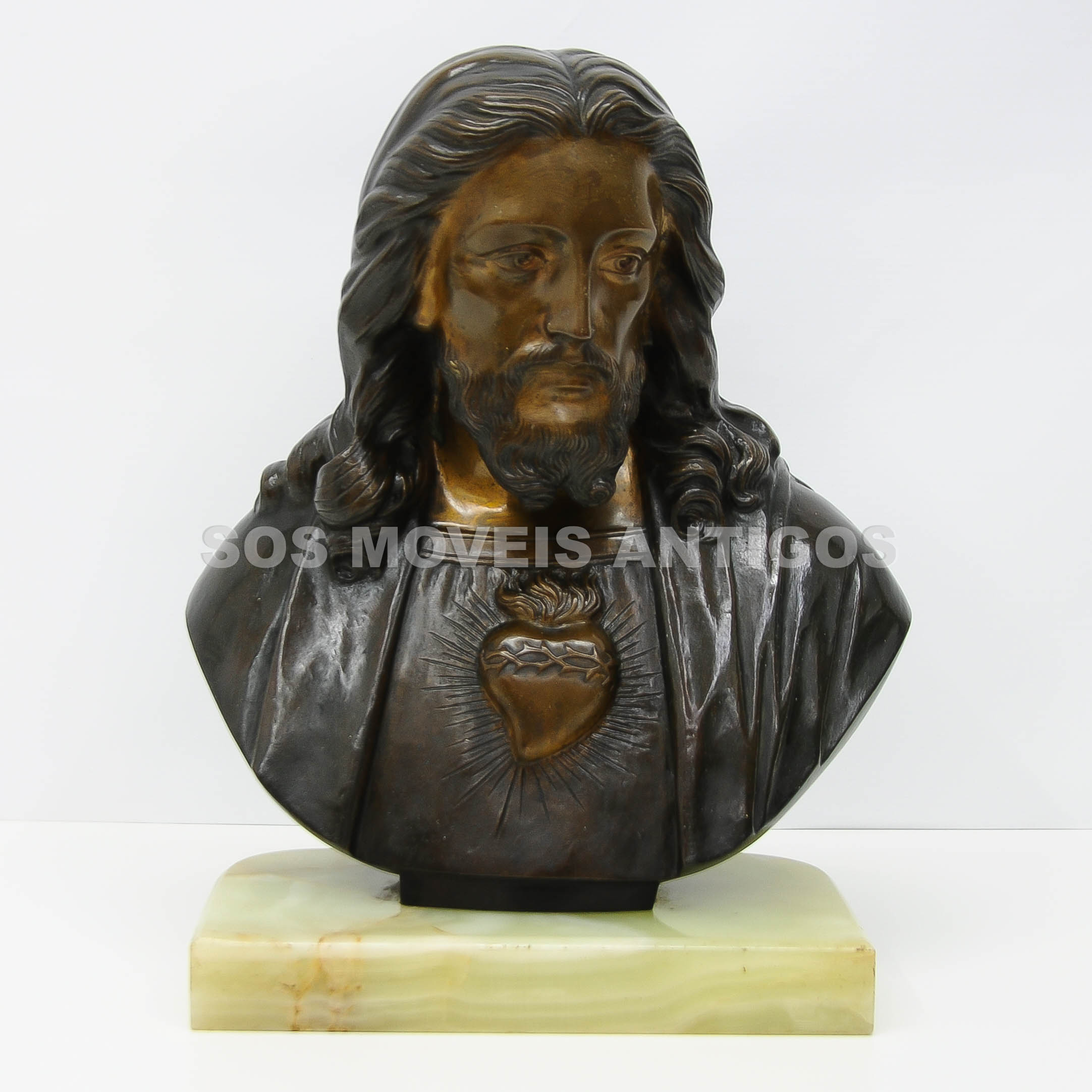 ESCULTURA REPRESENTANDO BUSTO SAGRADO A CORAÇÃO DE JESUS – SOSMOVEISANTIGOS – ANTIQUARIO SP (3)